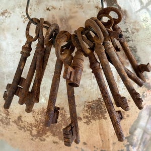 antique French skeleton keys on ring, circa 1900