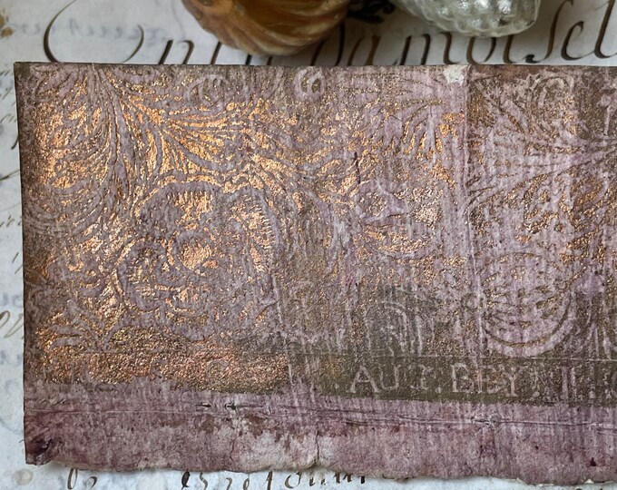 1700s Wallpaper Fragment, 18th Century Wallpaper Fragment With Copper