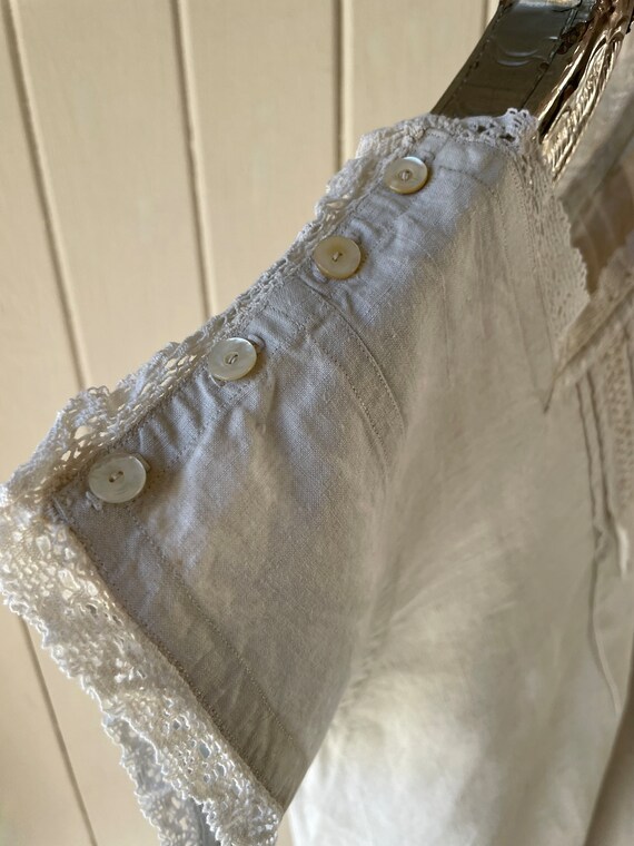 antique French linen and lace nightgown ~ CP mono… - image 5