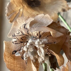 pair 1800s antique French Globe de Mariee bouquets ~ fabric flowers and paper leaves