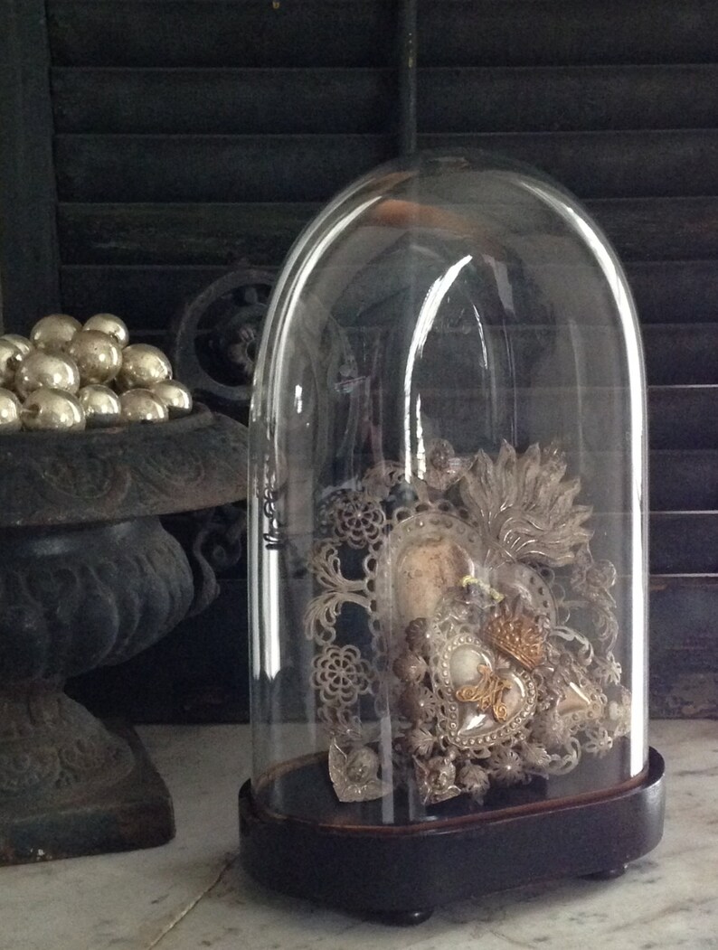 1800s antique French glass dome cloche 19th century blown Etsy