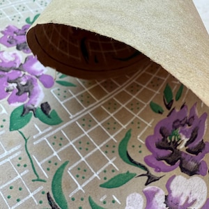 antique hand screen printed French wallpaper roll NOS, circa 1930s ~ flowers