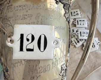 antique French enamel number tag, circa 1930s
