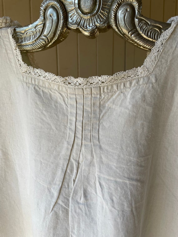 antique French linen and lace nightgown ~ CP mono… - image 8
