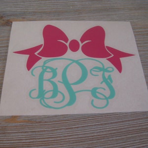 Bow Monogram Car Decal - Monogram Bow Car Decal - Monogram Car Decal - Monogram Decal - Car Decal - Vine Monogram -  Car Decal - Bow Decal