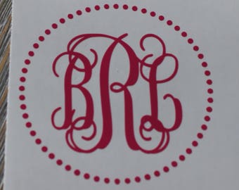 Circle Monogram Car Decal - Monogram Circle Dot Car Decal - Dot Monogram Car Decal - Monogram Decal - Car Decal - Dot Monogram Decal - Decal