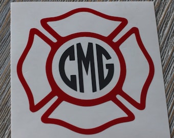 Firefighter Monogram  Decal - Firefighter Car Decal - Firefighter Emblem Decal - Firefighter -  Monogram - Car Decal - Decal - Firefighter