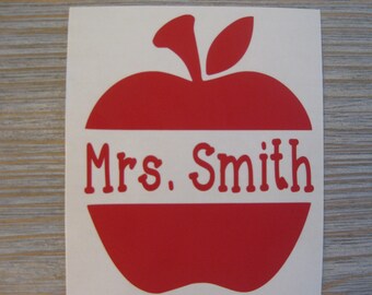 Apple Monogram Decal - Monogram Apple Decal - Monogram Car Decal - Monogram Decal - Monogram Teacher Decal - Teacher Decal - Apple Decal