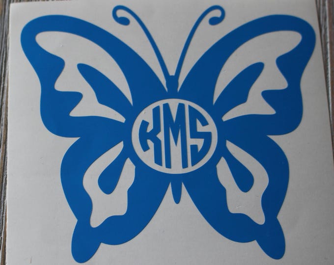 Butterfly Monogram Car Decal Monogram Butterfly Car Decal Etsy