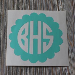 Scalloped Circle Monogram Car Decal - Monogram Scalloped Circle Car Decal - Monogram Car Decal - Monogram Decal - Car Decal - Monogram