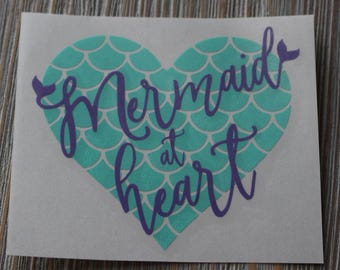 Mermaid at Heart Decal - Mermaid Decal - Mermaid Car Decal - Car Decal - Monogram Decal - Monogram Car Decal - Heart Decal - Decal - Mermaid