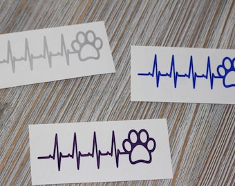 Paw Print Heartbeat Decal - Paw Print Decal - Heartbeat Paw Print Car Decal - Paw Print - Car Decal - Heartbeat Decal - Dog Decal