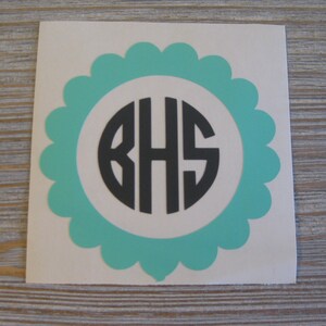 Scalloped Circle Monogram Car Decal - Monogram Scalloped Circle Car Decal - Monogram Car Decal - Monogram Decal - Circle Monogram Decal