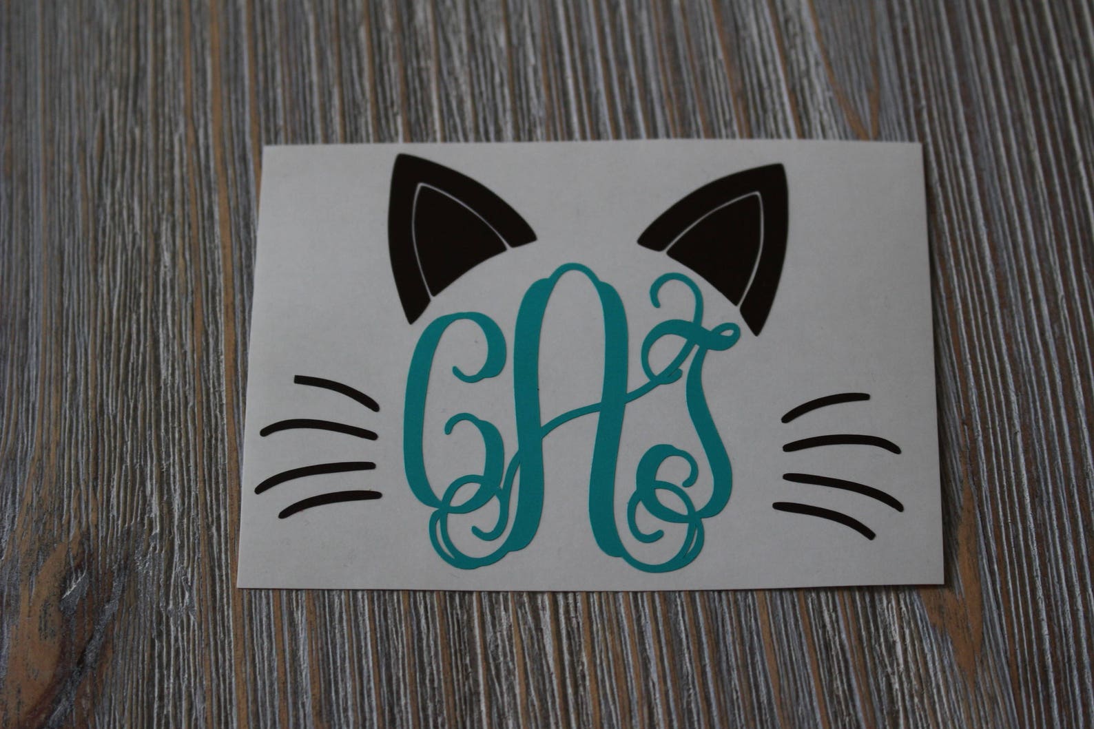 Cat Monogram Decal Monogram Cat Decal Monogram Car Decal Etsy