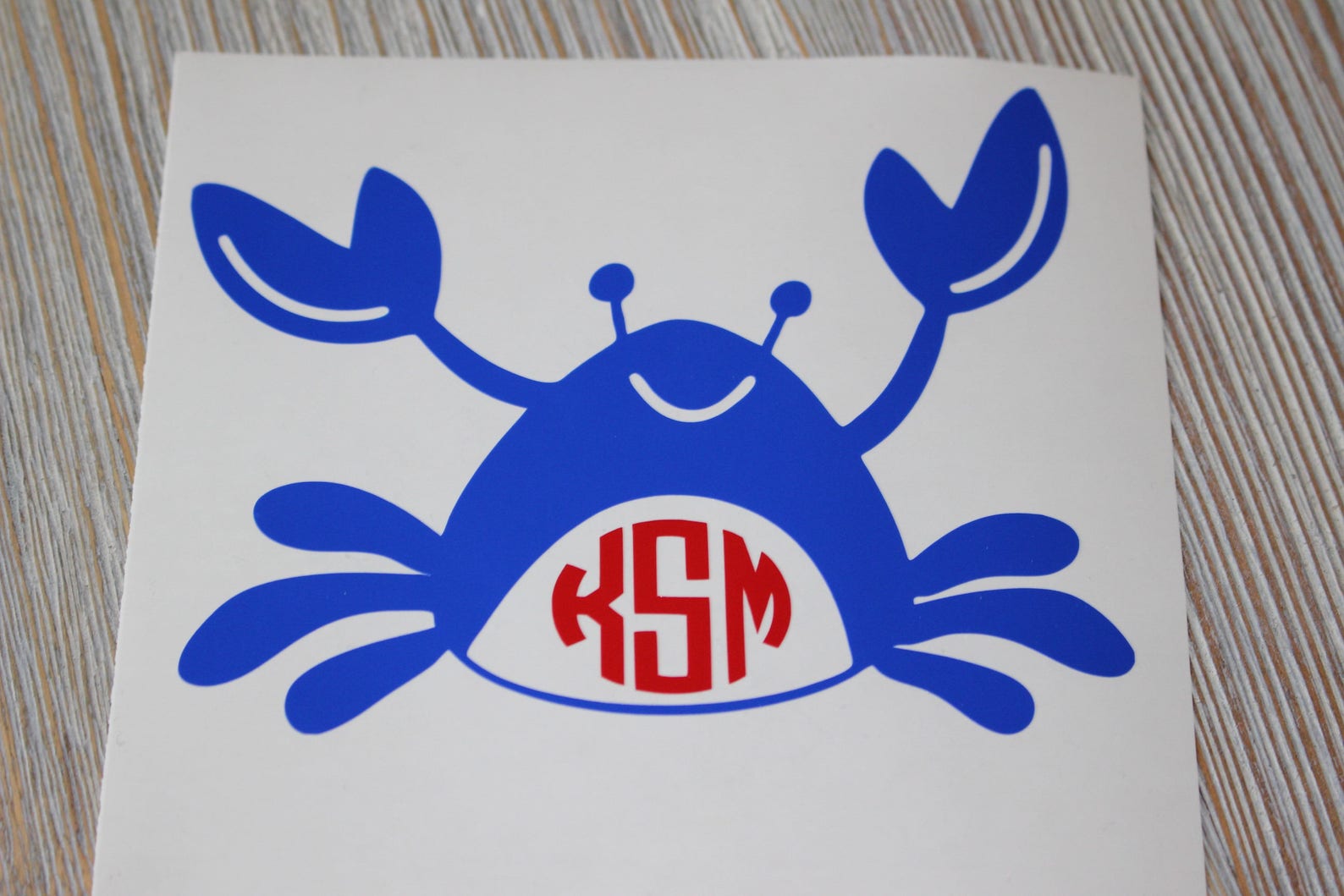 Crab Monogram Car Decal Monogram Crab Decal Monogram Crab Etsy