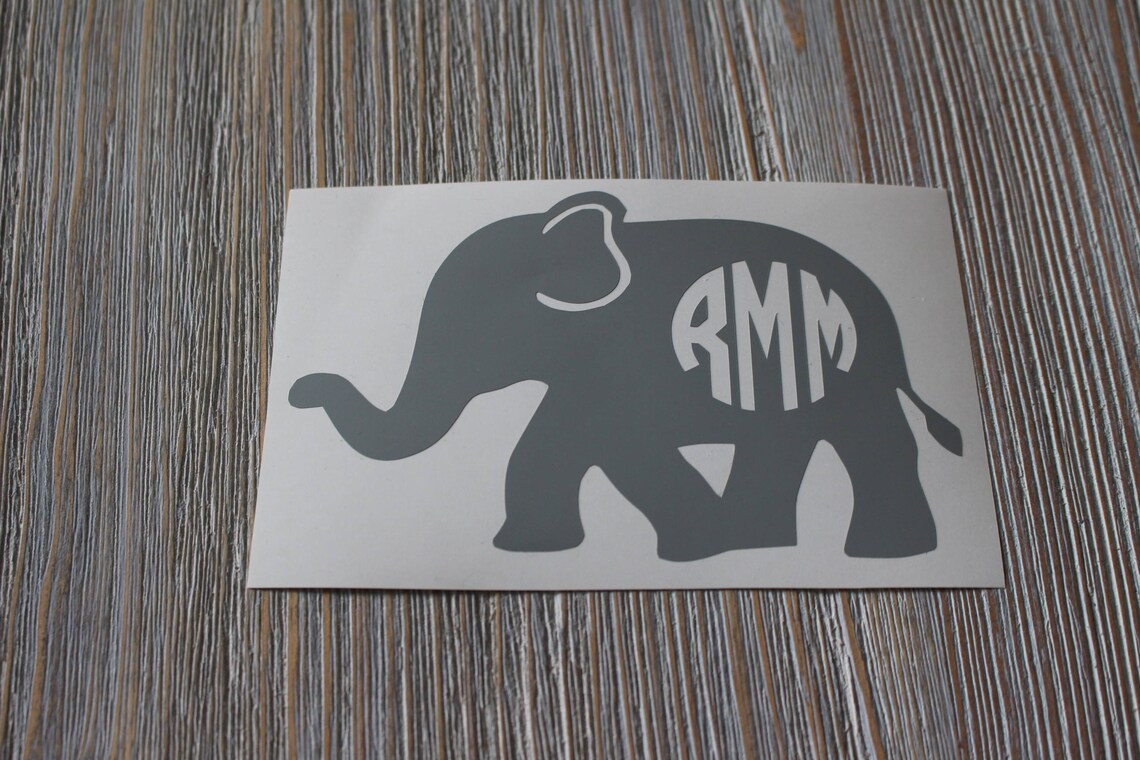 Elephant Monogram Car Decal Monogram Elephant Car Decal Etsy