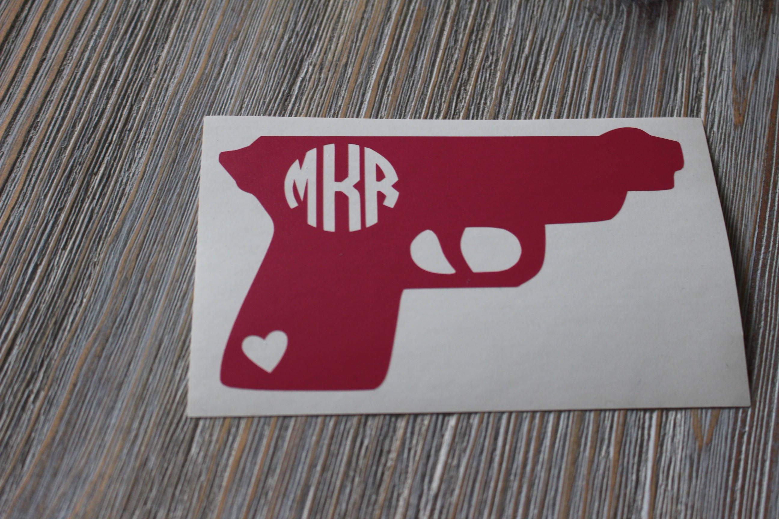 Gun Monogram Car Decal Monogram Gun Car Decal Monogram Car Etsy