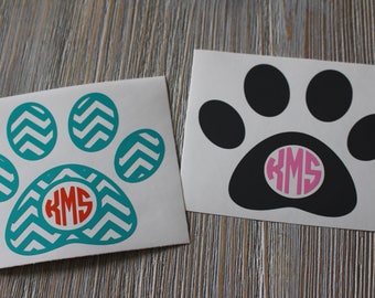 Paw Print Monogram Car Decal - Monogram Paw Print Car Decal - Monogram Car Decal - Monogram Decal - Car Decal - Paw Print Decal - Paw Print