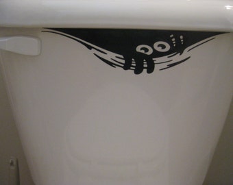 Peeking Monster Decal - Toilet Decal - Halloween Decal - Peeking Monster Decal - Scary Decal - Bathroom Decal - Toilet Sticker - Monster