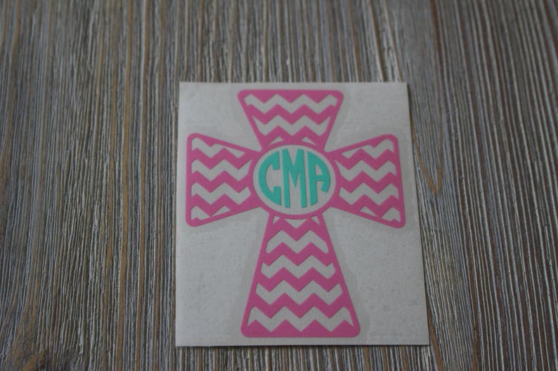 Cross Monogram Car Decal Monogram Cross Car Decal Monogram | Etsy