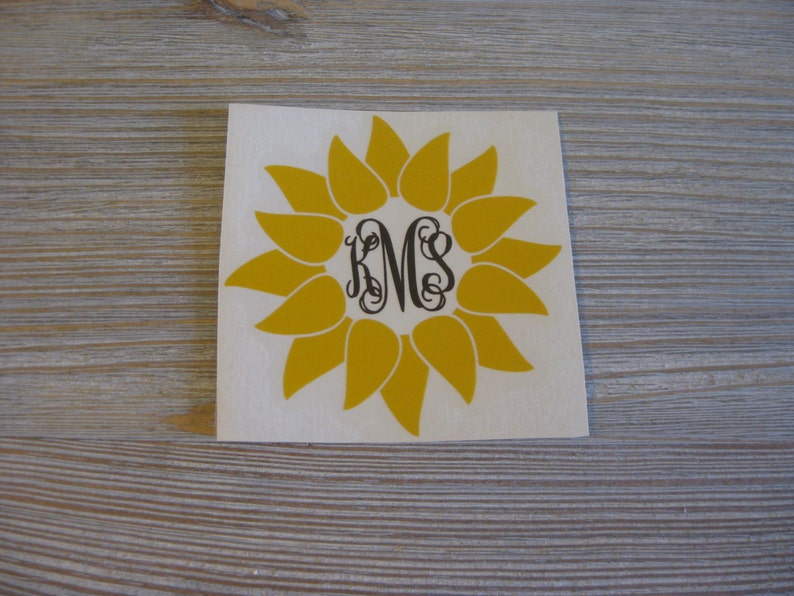 Sunflower Monogram Car Decal Monogram Sunflower Car Decal Monogram Car Decal Monogram Decal Car Decal Sunflower Decal Monogram image 1