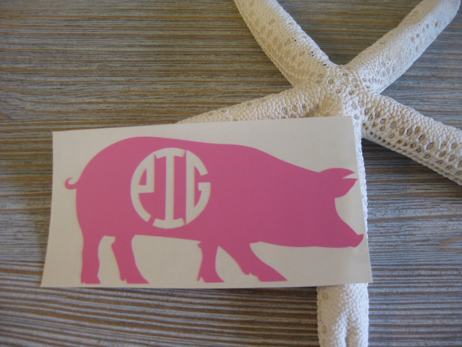 Pig Monogram Car Decal Monogram Pig Car Decal Monogram Car Etsy