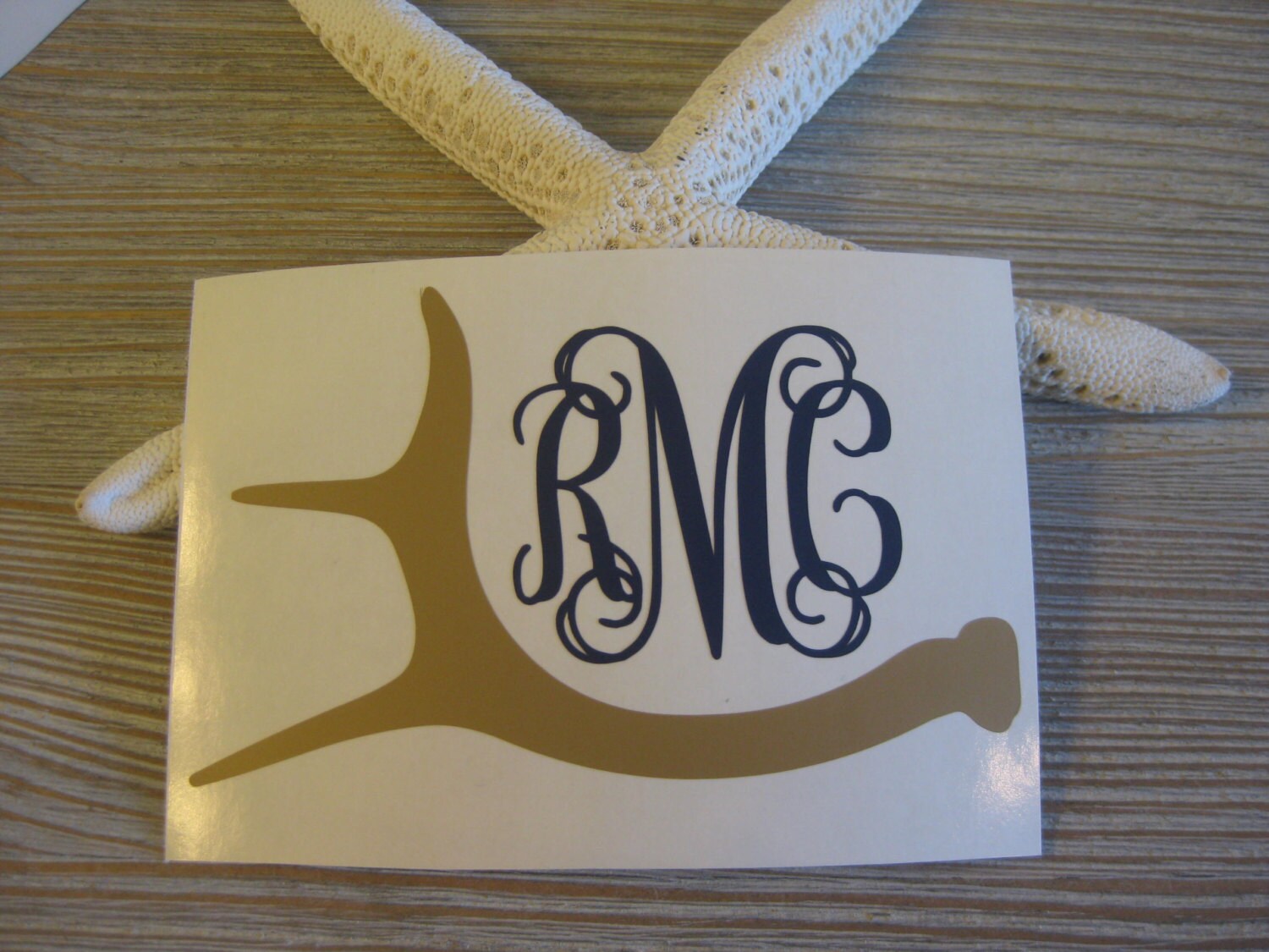 Deer Antler Monogram Car Decal Monogram Deer Antler Car Etsy