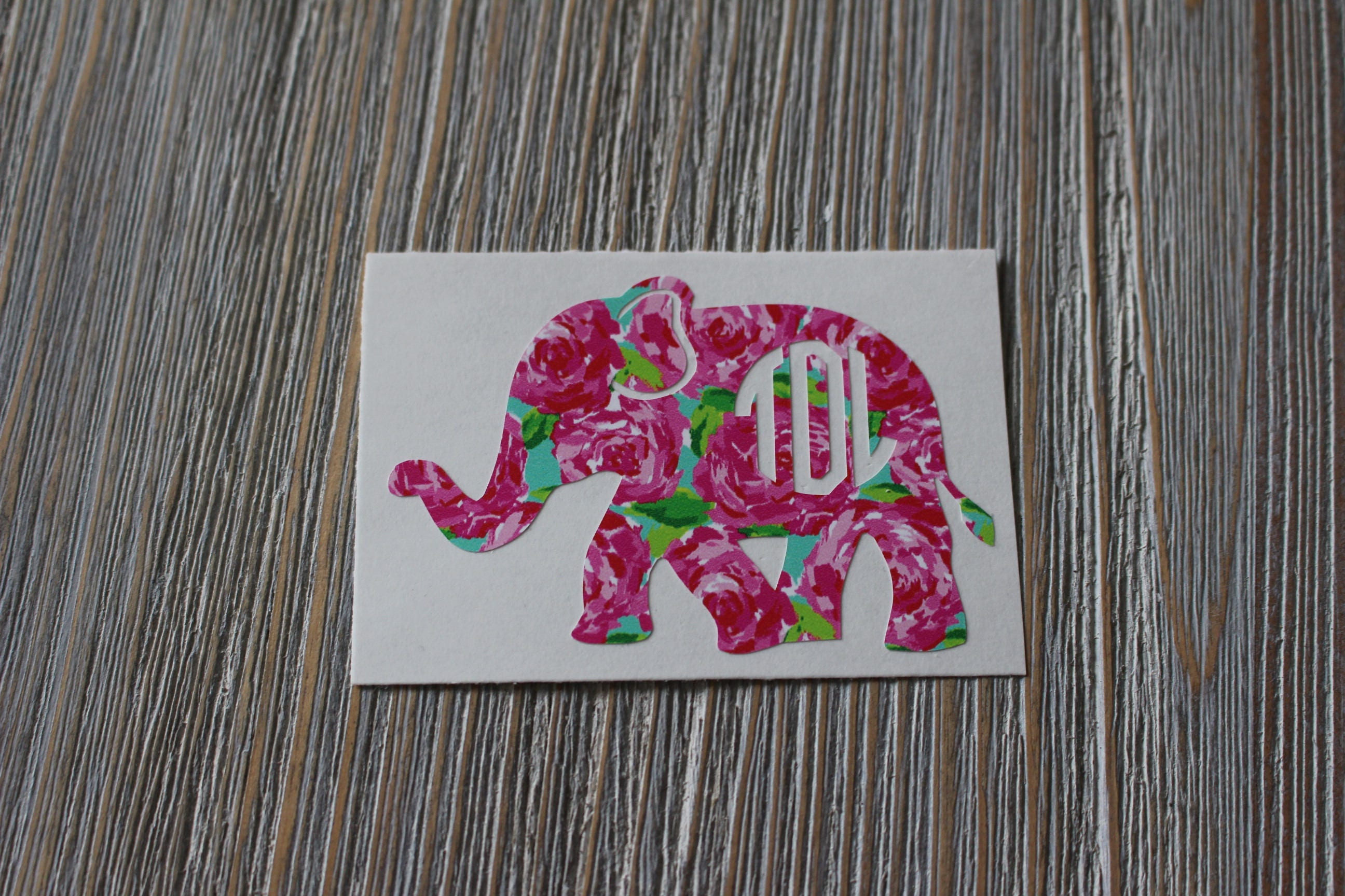 Elephant Pattern Monogram Decal Elephant Monogram Car Decal Etsy