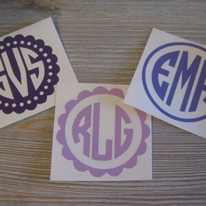 Circle Monogram Car Decal - Scallop Monogram Car Decal - Monogram Circle Car Decal - Monogram Decal - Car Decal - Decal - Monogram  -