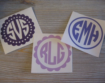 Circle Monogram Car Decal - Scallop Monogram Car Decal - Monogram Circle Car Decal - Monogram Decal - Car Decal - Decal - Monogram  -