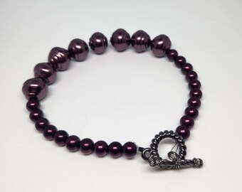 Maroon Pearl Toggle Bracelet