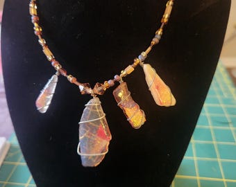 Smoky Citrine Dichroic Glass Necklace