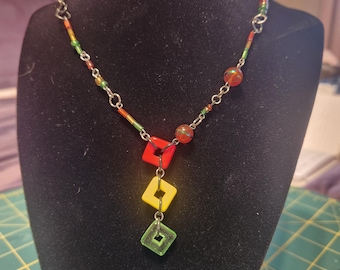 Square Stoplight Necklace