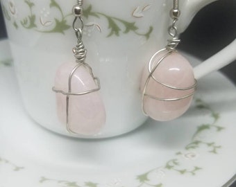 Rose Quartz Stone Earrings