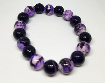 Purple Thunderstorm Glass Beaded Bracelet