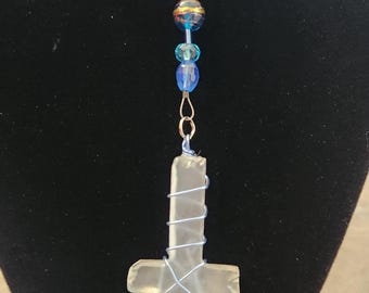 Inverted Cross Rosary Lariat Necklace