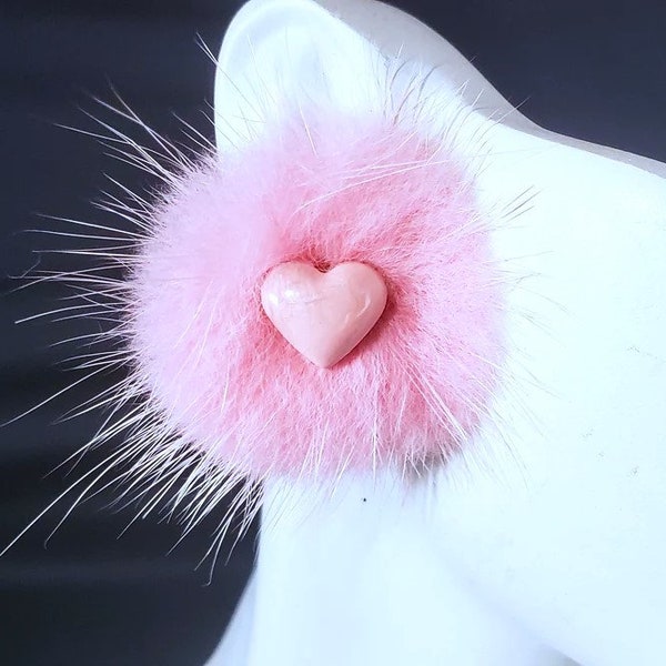 Pink Heart Earrings 1.5" Wide Stud  Statement Valentine Earrings Big Bold Chunky Fun Funky Fuzzy Fur Earrings Valentine's Day Gift Love