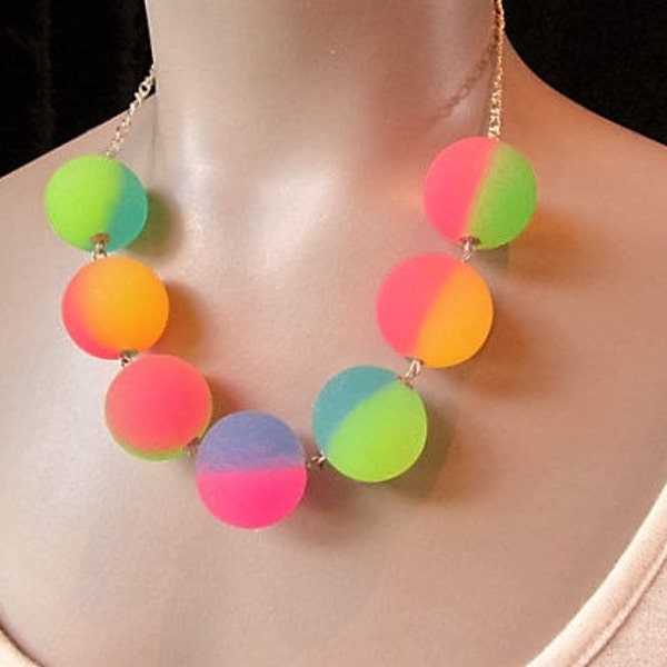 Bouncy Ball Necklace Multi Color Colorful Bright Color Rave Wear Repurposed Big Bold Chunky Toy Rave Jewerly Beach Wear Christmas Gift Neon