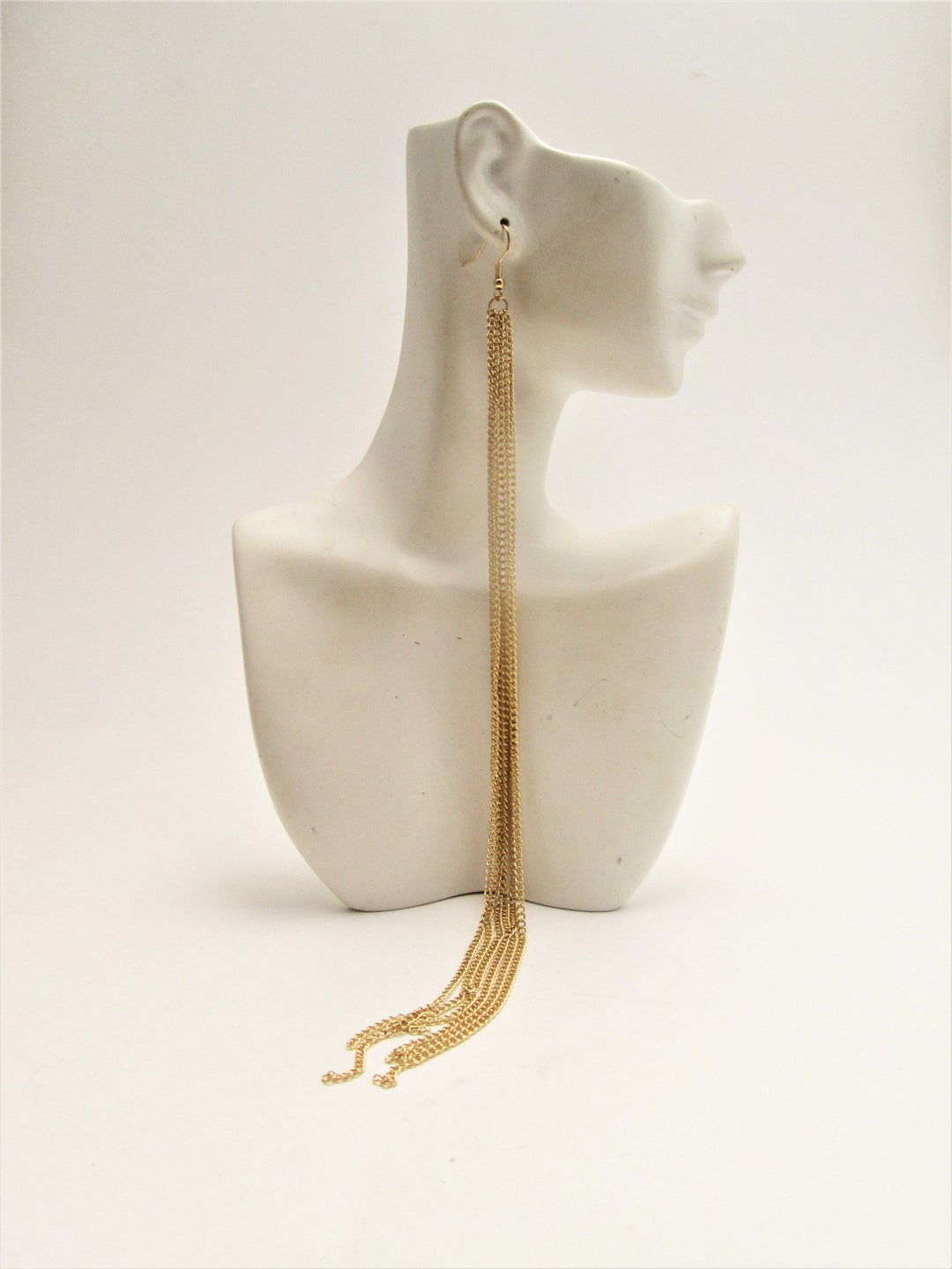 Extra Long Gold Chain Earrings 12 Multistrand Dangle Big Etsy