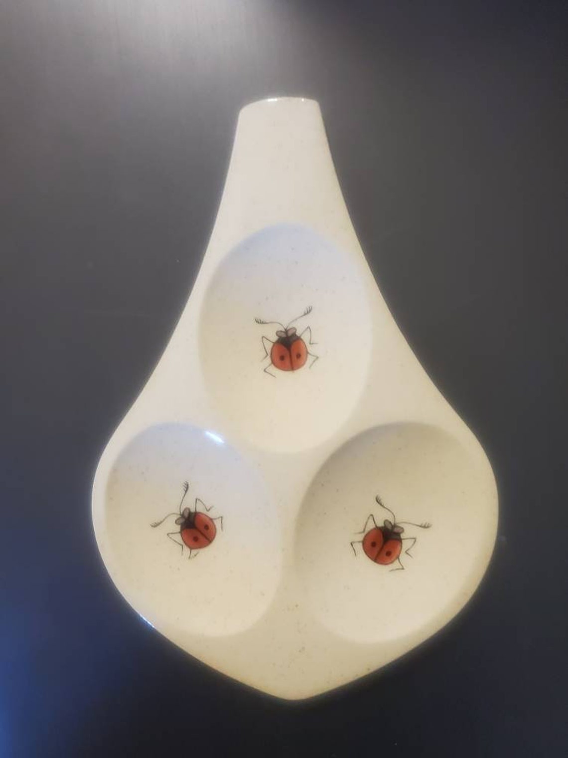 Spoon Rest With Ladybug Decals, Kitchen Decor, Three Spoon Holder, FREE