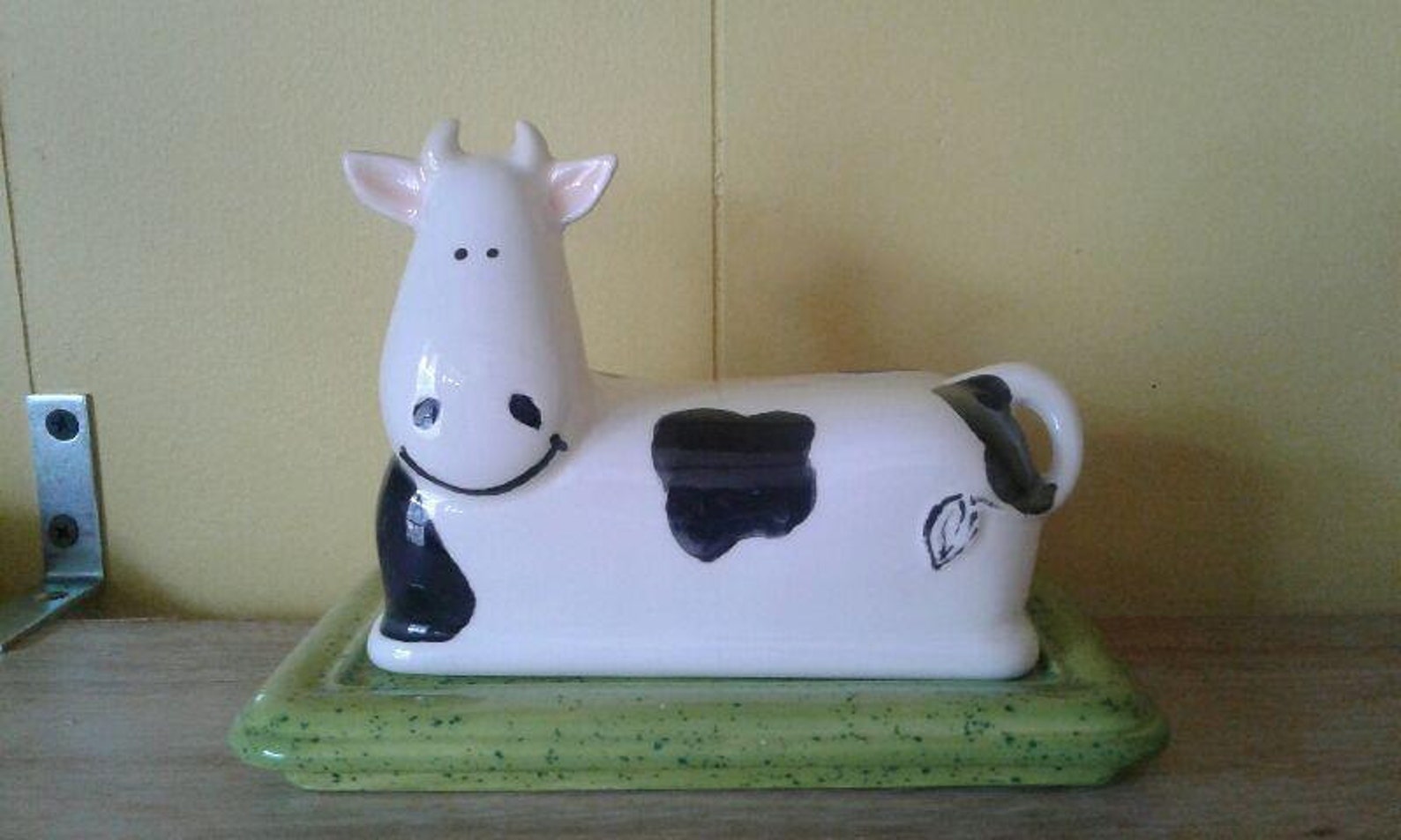 Happy Cow Butter Dish Country Decor Black and White Etsy