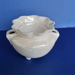 Small African Violet Pot for Miniature Violets glazed with Mother of Pearl,  Handmade, Planter