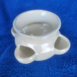 Small Strawberry Pot, Planter, Handmade, Glazed off-white with Mother of Pearl, FREE SHIPPING