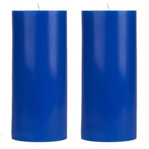 Blue Scented Pillar Candles Set of 2 3x6 inch 60 Hours