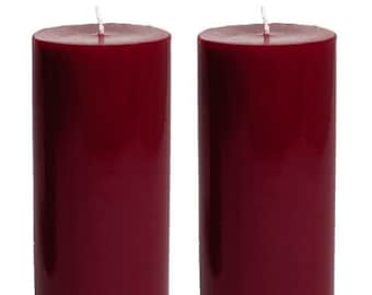 Dark Red Scented Pillar Candles Set of 2 3x6 inch 60 Hours Halloween Thanksgiving decoration