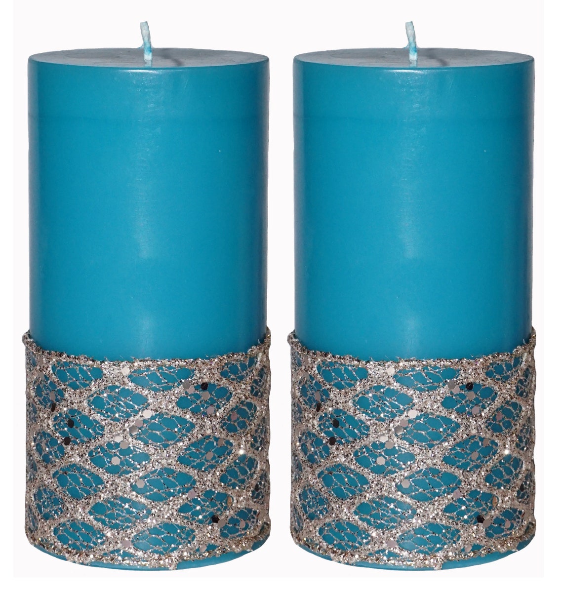 Turquoise Scented Pillar Teal Candles Set of 23x6 inch 100 Etsy