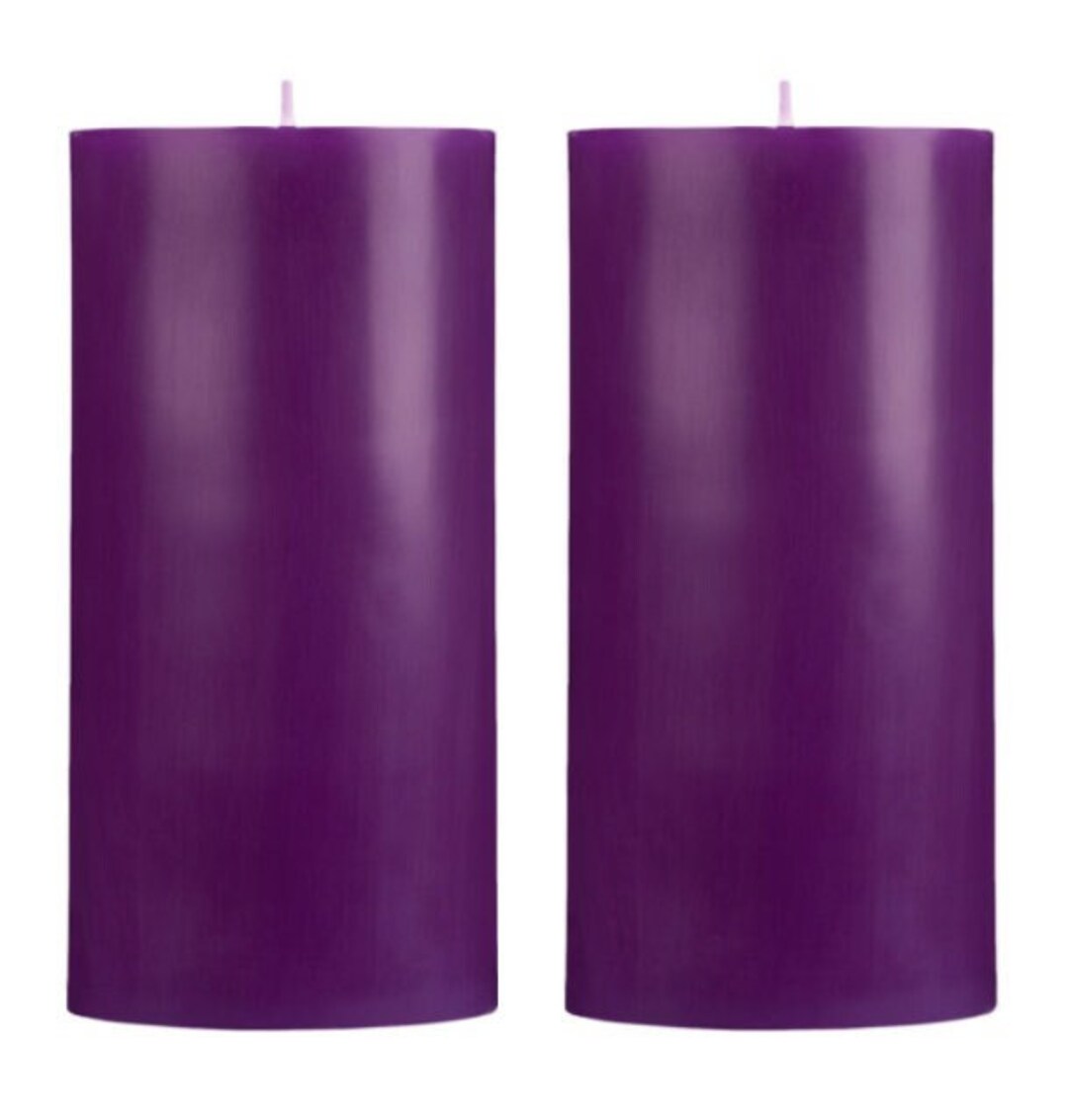 Purple Scented Pillar Candles Set of 2 3x6 Inch 60 Hours Etsy