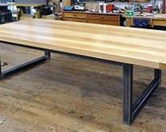 8ft Long Oak wood Table Top And Industrial Pipe Legs Modern Custom Table Suitable For Your Office, Resident or Any Places