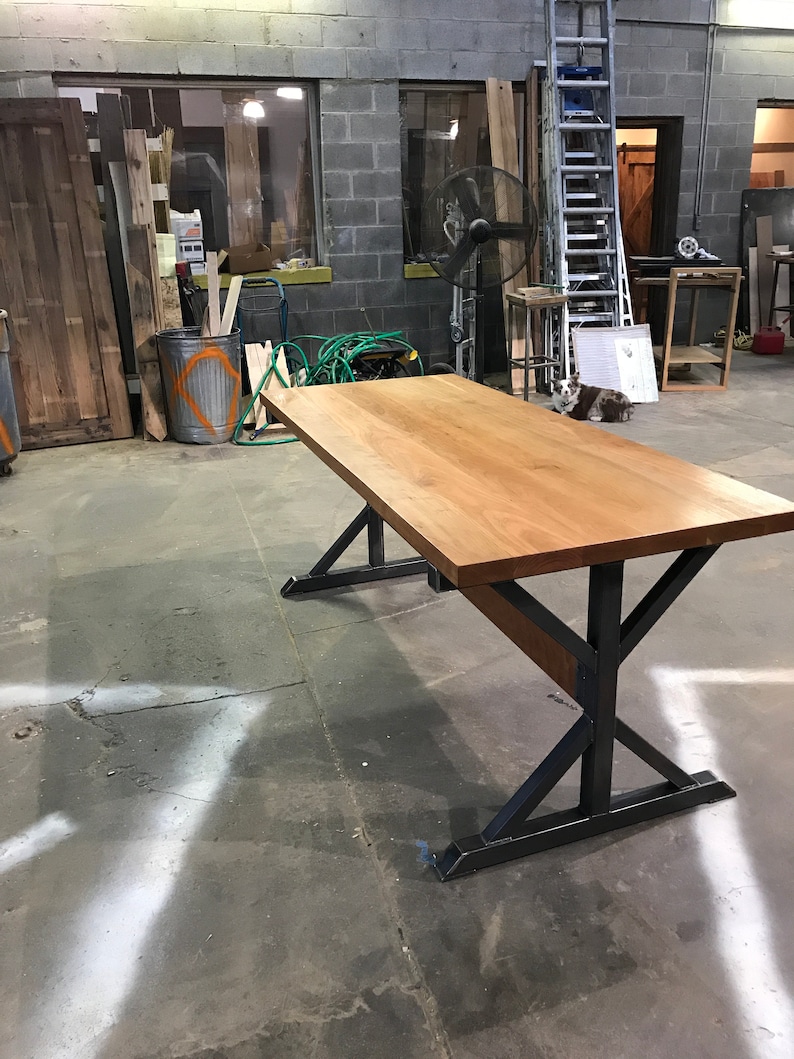 6ft Long Custom Beautiful Cherry Wood Desk With Steel Base