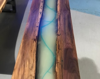Glow in The Dark Epoxy Resin Walnut Live Edge Coffee Table